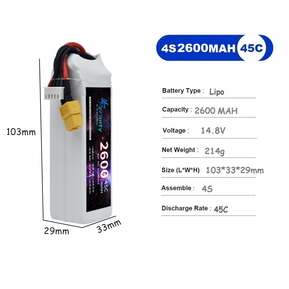 4S LiPo Batterij 14.8V 1500mah - Drone Battery 4S recensie en prijs
